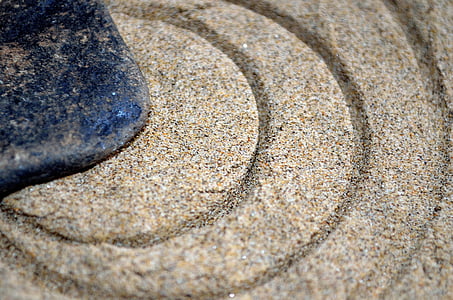 Pierre, sable, cercle, cercles, macro, symbole, arrière-plan