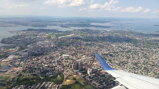 都市の景観, アメリカ, 都市, 飛行機の翼, 平面ビュー