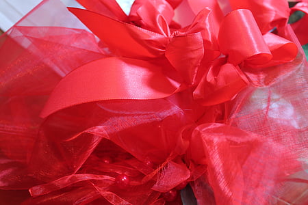 bande, rouge, cadeau, emballage, boucle, ruban de cadeau