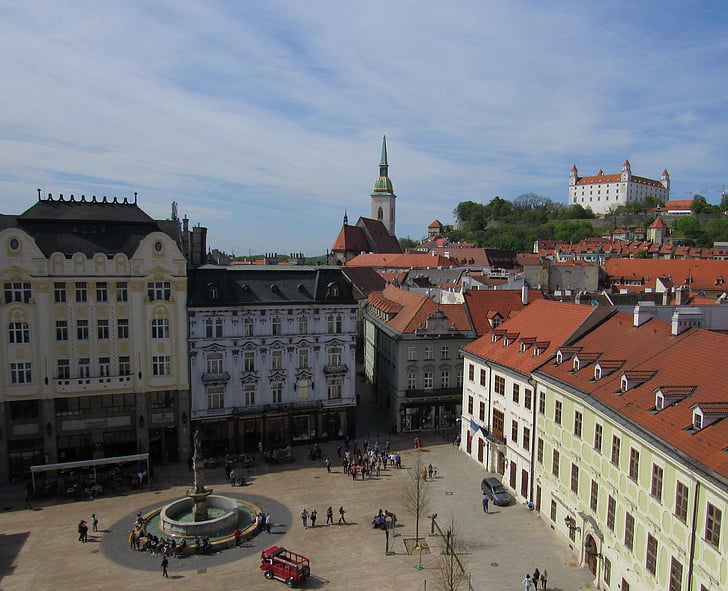 Panorama, Bratislava, Slovākija, centrs, skats, Eiropa, kapitāls