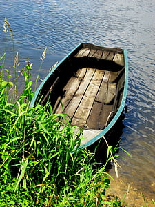 båd, floden, vand, ro, natur, vandløb, solrig