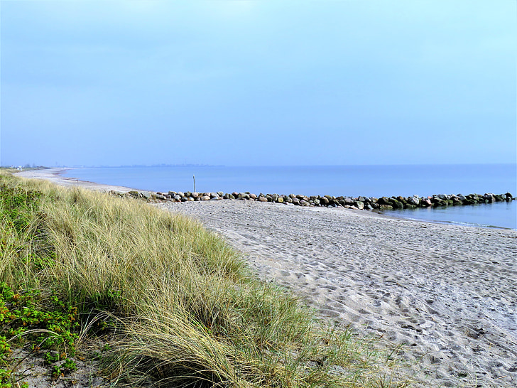 Mar Báltico, Costa, mar, Praia de areia, Alemanha, Mecklenburg, esporões