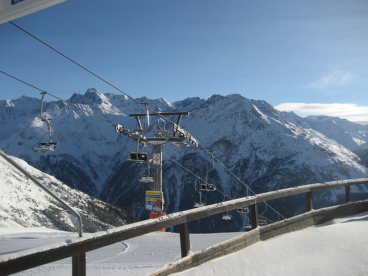 Sölden, musim dingin, olahraga musim dingin, Alpine, Austria, puncak, pegunungan