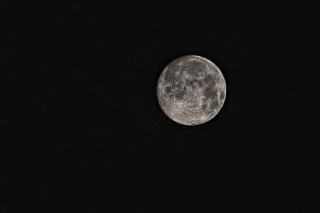 juoda ir balta, Luna, mėnulis, naktį, dangus, Mėnulio paviršiaus, Pilnatis