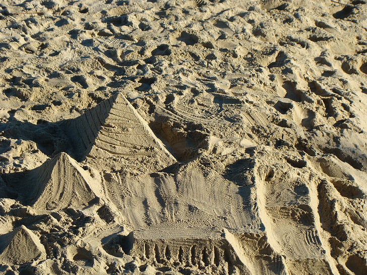 pirámide, Castillo de arena, Huntington, Playa, verano