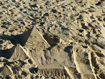 pirâmide, Castelo de areia, Huntington, praia, Verão
