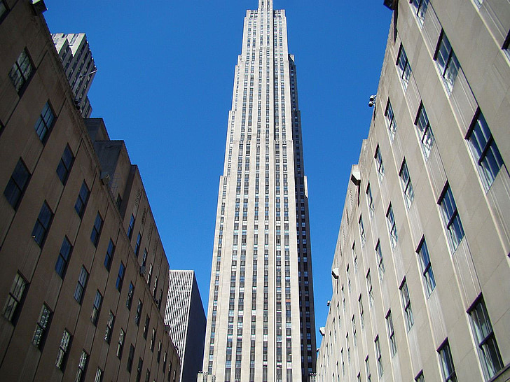 edificio, Torre, cielo, ciudad, Nuevo, York, Rockefeller