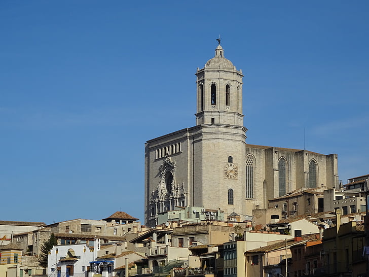 cathedral, catalonia, building, architecture, gerona