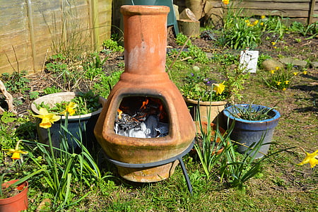 粘土の火の鍋, ストーブ, ガーデン, ポット, 腹, 火, 粘土