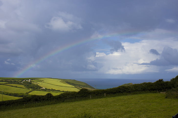Rainbow, Sea, näkymä, kesällä, Coast, Luonto, laidun