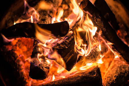Yangın, alev, karbon, yanık, sıcak, ruh hali, kamp ateşi