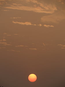 tramonto, sole, nuvole, arancio, natura, scena, d'oro
