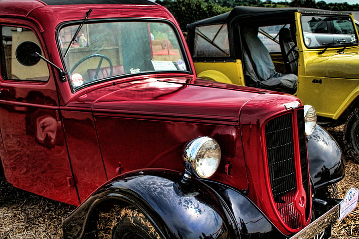 Vintage, Mobil, merah, klasik, Mobil-mobil vintage, lama, retro