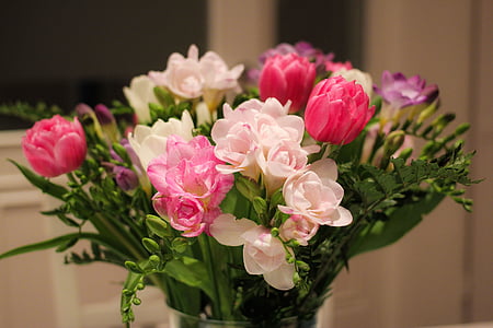 kwiaty, bukiet, Natura, wiosna, kolorowe, urodziny bukiet, tulipany