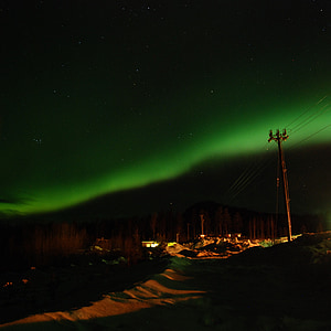 Aurora boreale, inverno, Aurora borialis, cielo, notte
