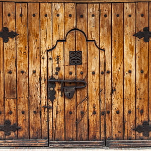 deur, hout, het platform, hout - materiaal, vergrendelen, ingang, oude