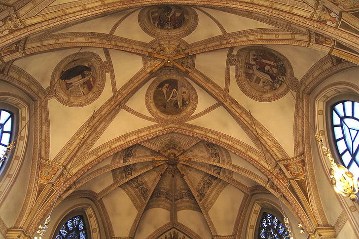 church, ceiling, ornament, art, decoration, paintings, old