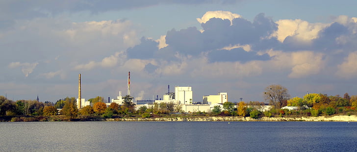 Opole, fábrica, a indústria, natureza, água, Bolko, fábrica de cimento