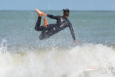 surfer, waves, man, people, sea, action, beach