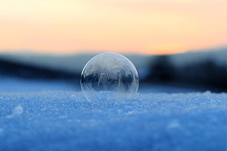 zeepbel, bevroren, bevroren zeepbel, winter, eiskristalle, winterse, koude