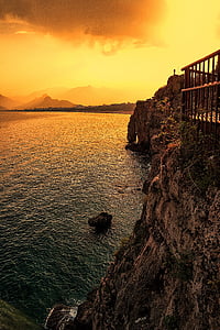 Antalya, Cliff, Marine, på kvällen, solnedgång, turism, Holiday