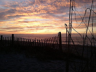 puesta de sol, Playa, cerca de, noche, romántica, pacífica, belleza
