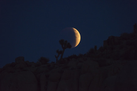 Кровавая луна, ночь, небо, пустыне, Астрономия, оранжевый, Лунный свет