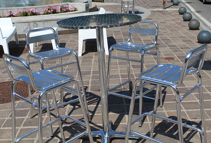 table basse, chaises, à l’extérieur, bar, Piazza, détente, tables