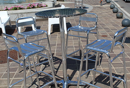 taula de cafè, cadires, a l'exterior, barra, plaça, relaxació, taules