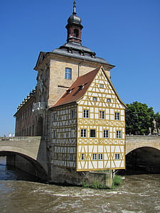 Vokietija, Bambergas, upės, tiltas, savivaldybė, paminklas, atostogų