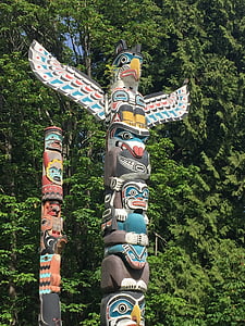 Totem pole, historien stang, Vancouver, Stanley park, Opprinnelig, første