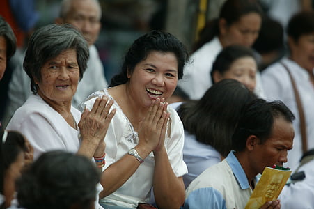 azjatycki, ludzie, szczęśliwy, modląc się, Kobieta, buddyści, Buddyzm