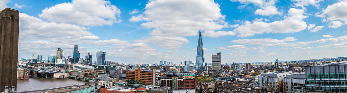 Londres, Inglaterra, Reino Unido, Tate moderno, Ver, panorama, nubes