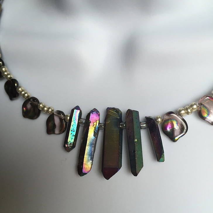 jewelry, rainbow, crystal daggers, colorful, woman, purple