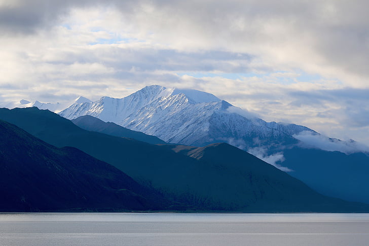 nature, landscape, mountains, sky, clouds, blue, water