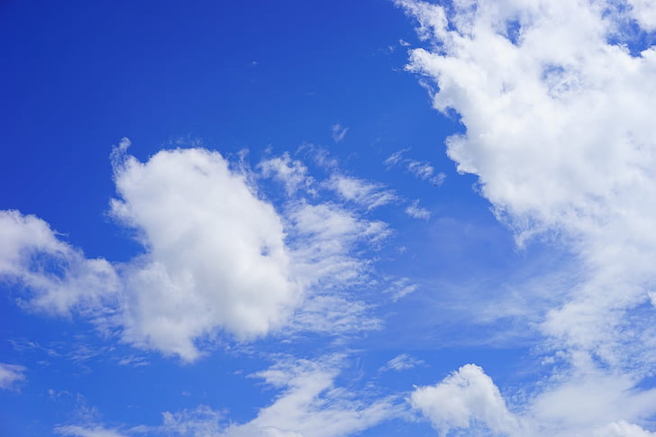 núvols, cel, blau, blanc, dia d'estiu, natura, temps