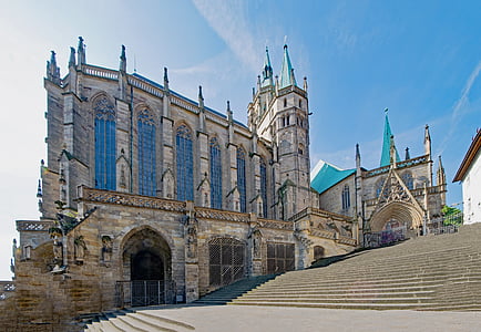 erfurt cathedral, erfurt, thuringia germany, germany, old town, places of interest, building