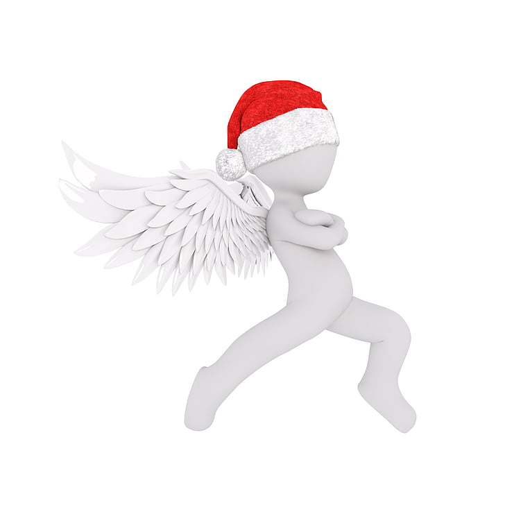 jul, hvid mand, hele kroppen, Santa hat, 3D-model, figur, isoleret