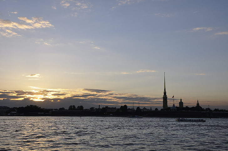 sky, st petersburg russia, architecture, neva, the peter and paul fortress, evening, famous Place