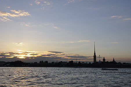 Sky, Skt. Petersborg Rusland, arkitektur, Neva, peter og paul-fæstningen, aften, berømte sted