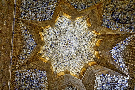 Alhambra, Palace, loft, dekoration, Arch, historiske, arkitektur