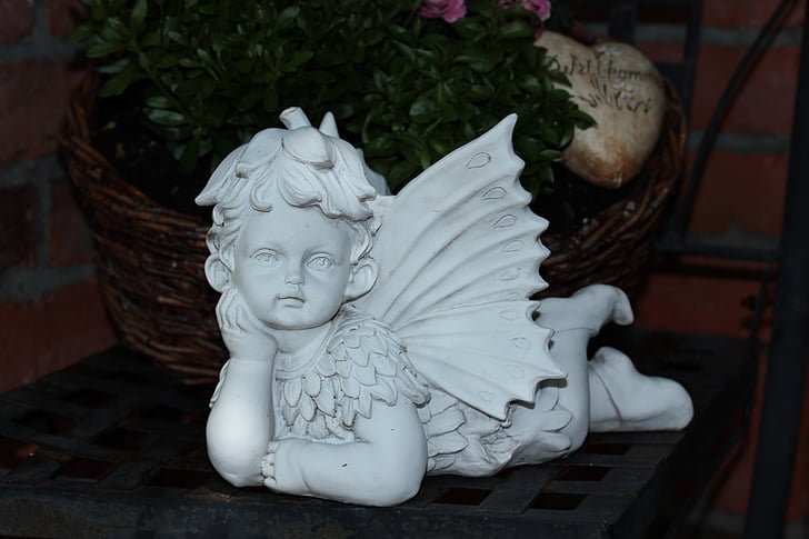 angel, figure, statue, woman, weis, lying