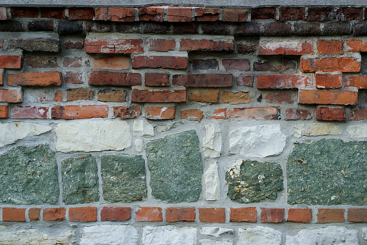 defensieve muur, baksteen, Krijt, steen, het platform, oude, muren