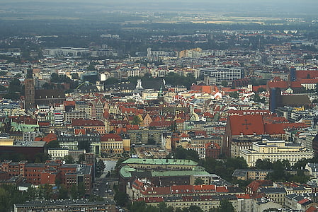 Vroclava, pilsēta, mājas, skatā no augšas, arhitektūra, baznīca, vecās ēkas