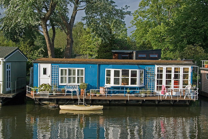 houseboat, channel, boat