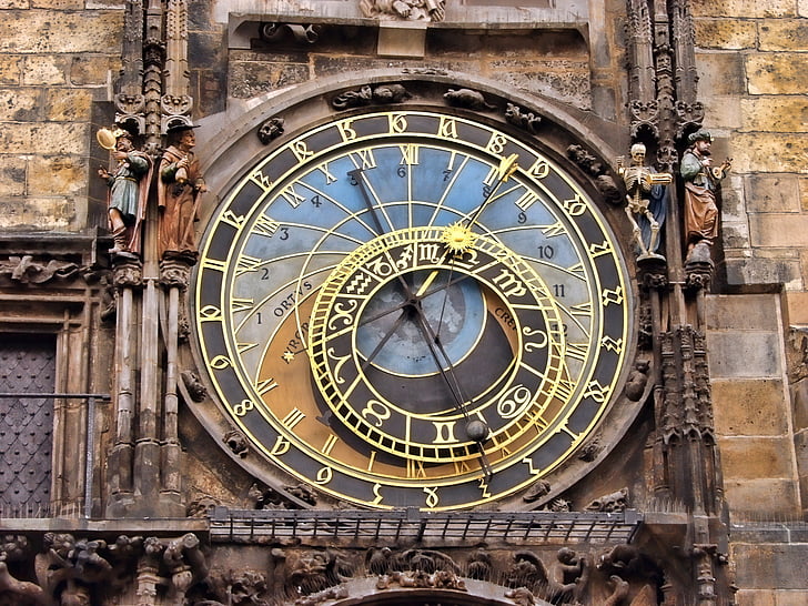 prague, clock, astrological, czech, historic, famous, symbol