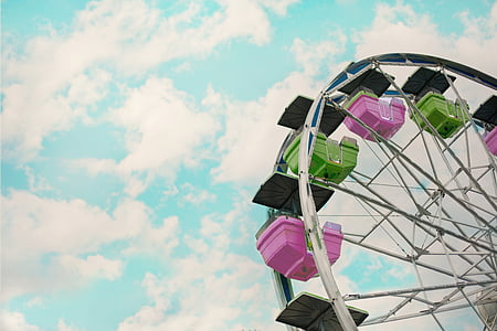 karneval, Sommer, pariserhjul, ferie, festivalen, fargerike, moro