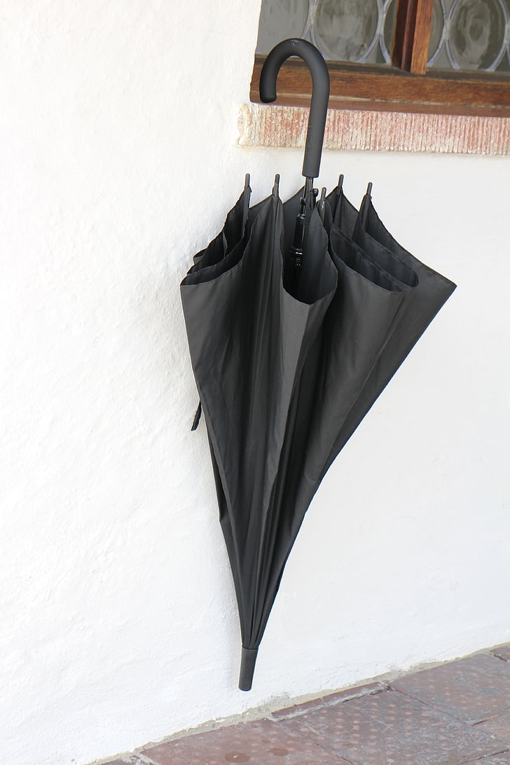 tela, guarda-chuva, preto