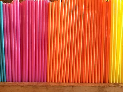 七彩吸管, 明亮的颜色, 吸管, 垂直, 粉色, 橙色, 黄色