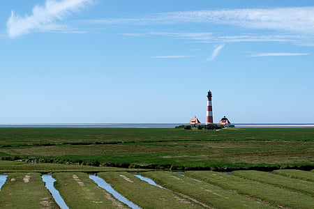 Lighthouse, westerheversand, Põhjamere, Sea, maastik, päevavalgus